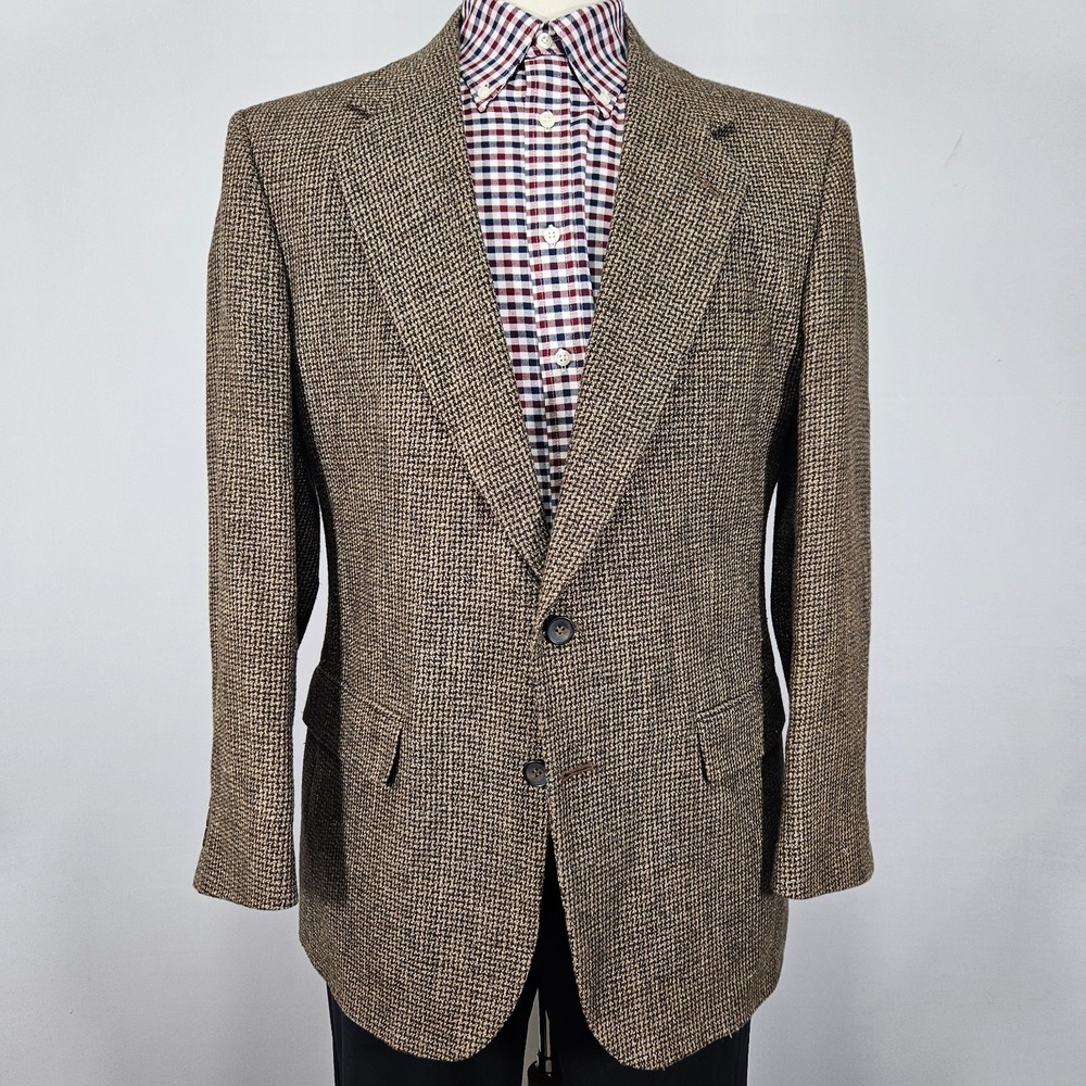 Towncraft Men's Sport Coat Blazer Two Button Brown Poly Wool Silk 42R‎